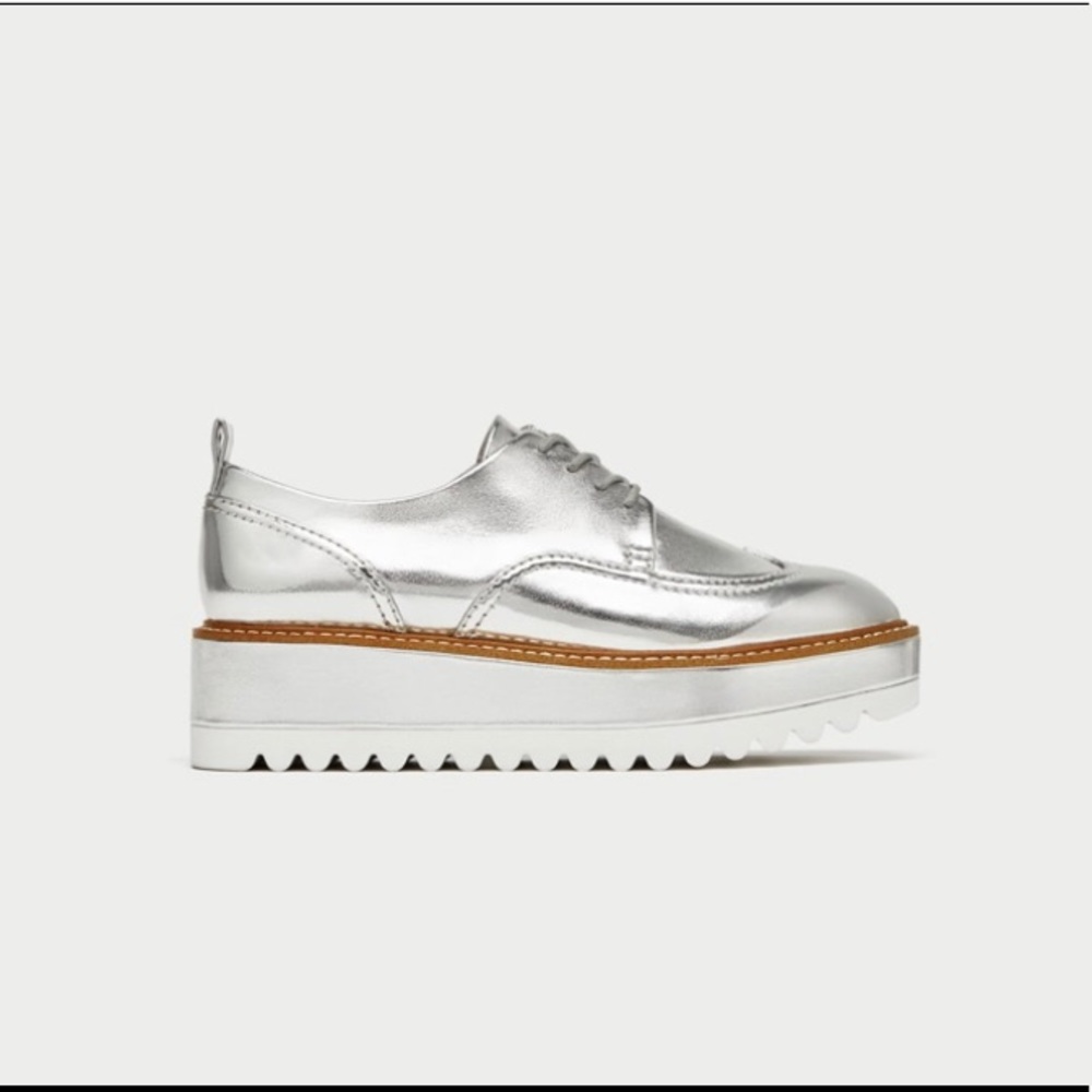 ZARA Silver Track Sole Brogues size US 6
